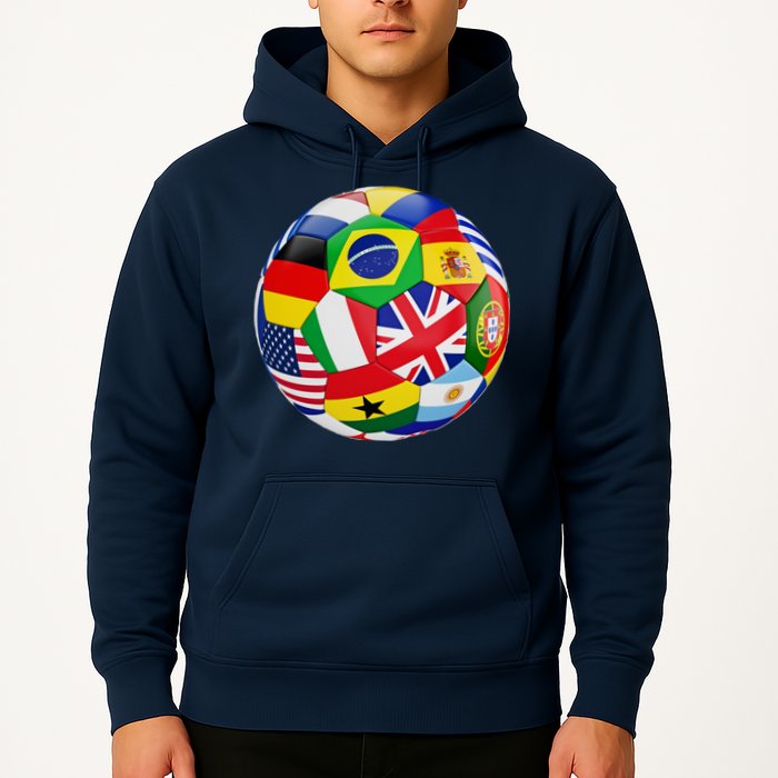 Cool Soccer Ball With World Flags Hoodie