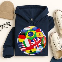 Cool Soccer Ball With World Flags Hoodie