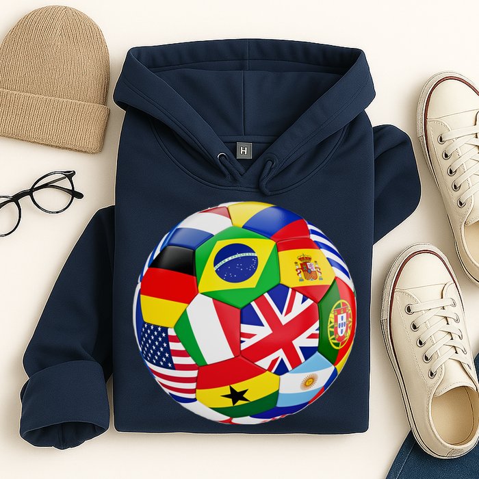 Cool Soccer Ball With World Flags Hoodie