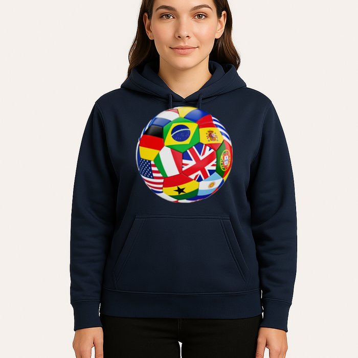 Cool Soccer Ball With World Flags Hoodie