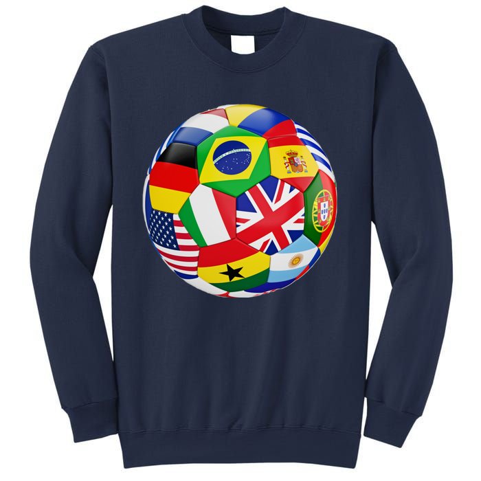 Cool Soccer Ball With World Flags Sweatshirt