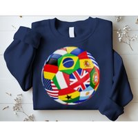 Cool Soccer Ball With World Flags Sweatshirt