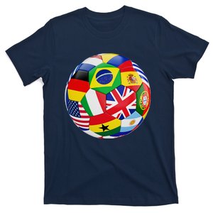 Cool Soccer Ball With World Flags T-Shirt