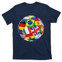 Cool Soccer Ball With World Flags T-Shirt