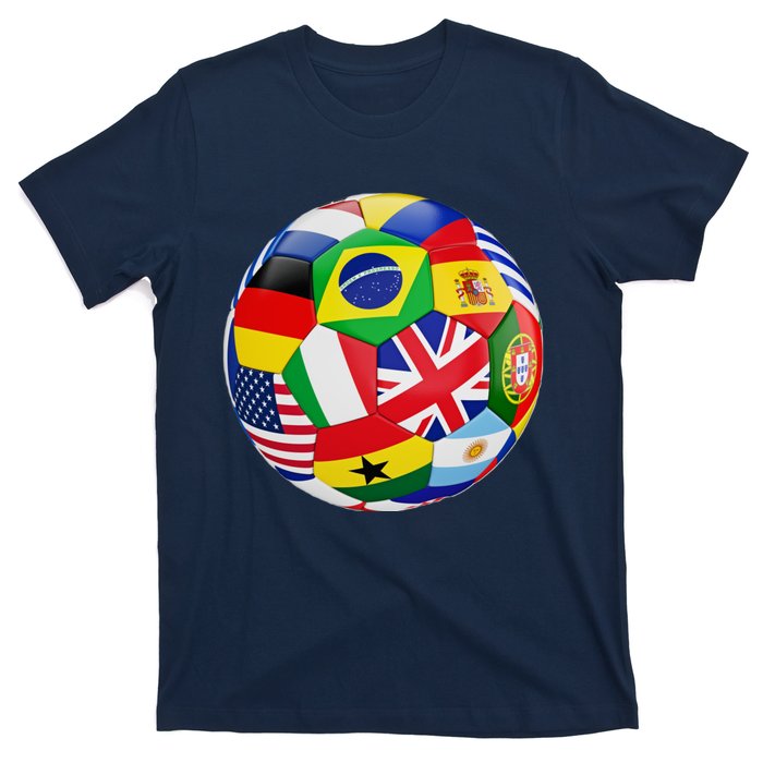 Cool Soccer Ball With World Flags T-Shirt