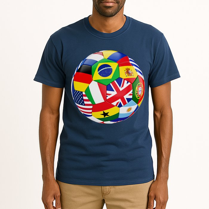 Cool Soccer Ball With World Flags Tall T-Shirt