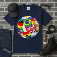 Cool Soccer Ball With World Flags Tall T-Shirt