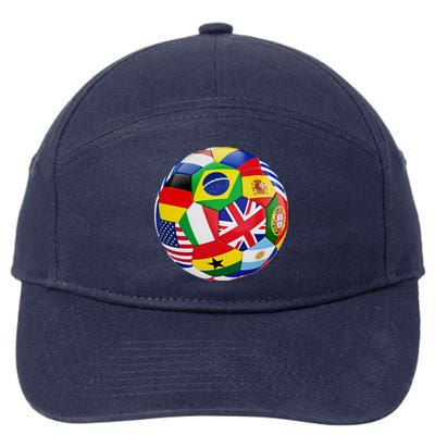Cool Soccer Ball With World Flags 7-Panel Snapback Hat