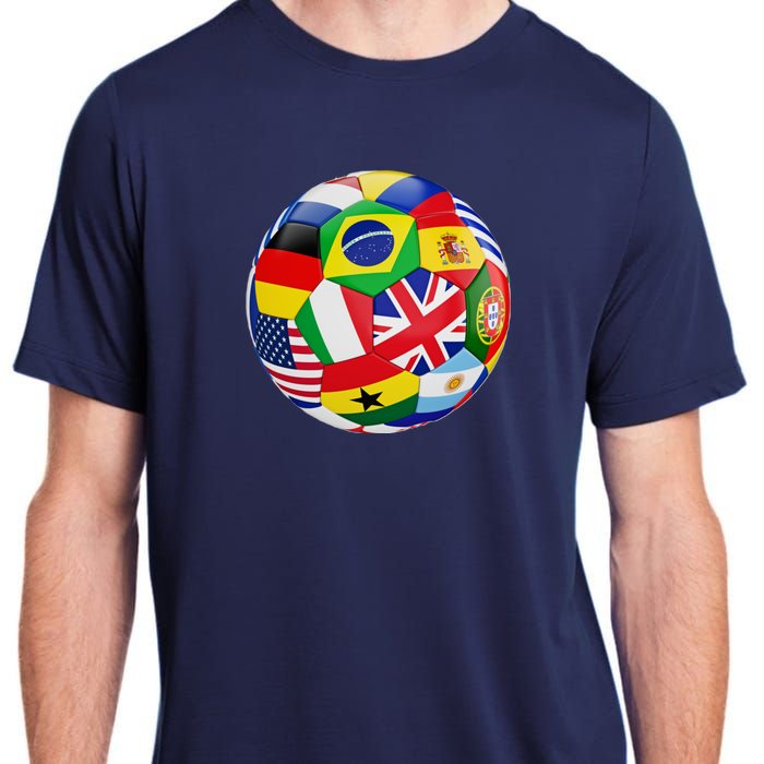 Cool Soccer Ball With World Flags Adult ChromaSoft Performance T-Shirt