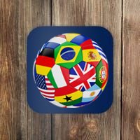 Cool Soccer Ball With World Flags Coaster