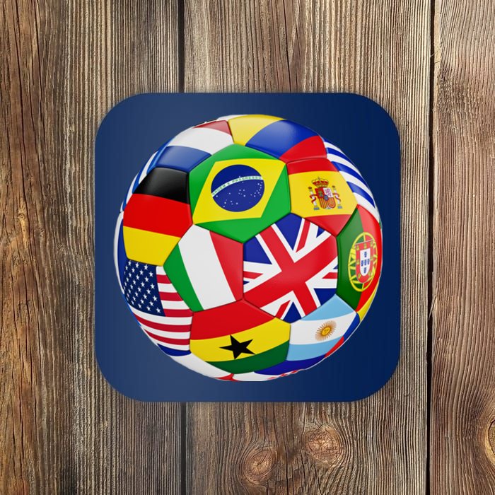 Cool Soccer Ball With World Flags Coaster