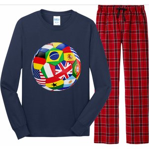 Cool Soccer Ball With World Flags Long Sleeve Pajama Set