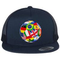 Cool Soccer Ball With World Flags Flatbill Hat