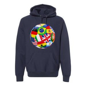 Cool Soccer Ball With World Flags Premium Hoodie