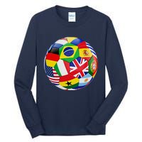 Cool Soccer Ball With World Flags Tall Long Sleeve T-Shirt