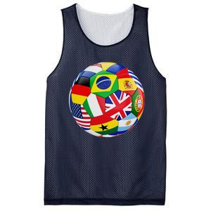 Cool Soccer Ball With World Flags Mesh Reversible Basketball Jersey Tank