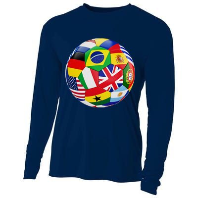Cool Soccer Ball With World Flags Cooling Performance Long Sleeve Crew