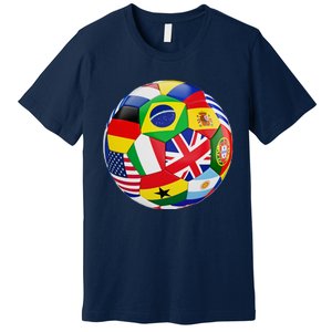 Cool Soccer Ball With World Flags Premium T-Shirt