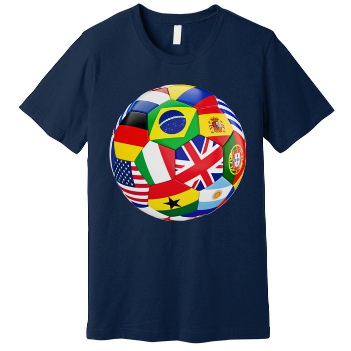 Cool Soccer Ball With World Flags Premium T-Shirt