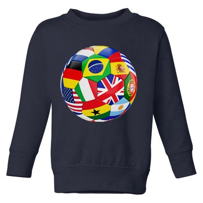 Cool Soccer Ball With World Flags Toddler Sweatshirt