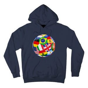 Cool Soccer Ball With World Flags Tall Hoodie