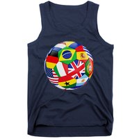 Cool Soccer Ball With World Flags Tank Top