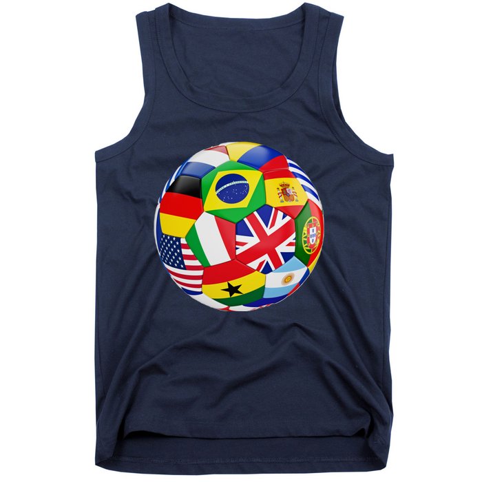 Cool Soccer Ball With World Flags Tank Top