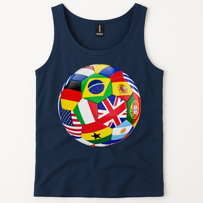 Cool Soccer Ball With World Flags Tank Top