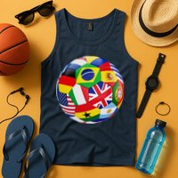 Cool Soccer Ball With World Flags Tank Top