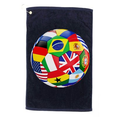 Cool Soccer Ball With World Flags Golf Towel