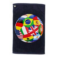 Cool Soccer Ball With World Flags Golf Towel