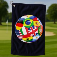 Cool Soccer Ball With World Flags Golf Towel