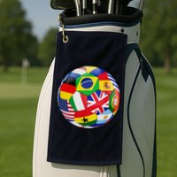 Cool Soccer Ball With World Flags Golf Towel