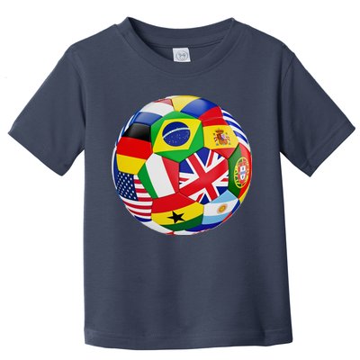 Cool Soccer Ball With World Flags Toddler T-Shirt