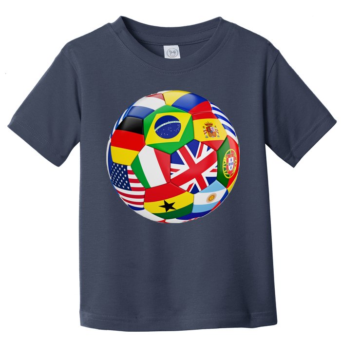 Cool Soccer Ball With World Flags Toddler T-Shirt