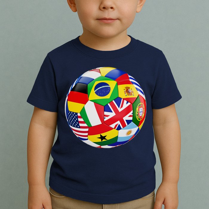 Cool Soccer Ball With World Flags Toddler T-Shirt