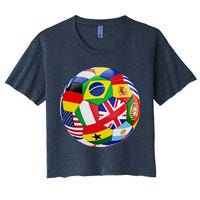 Cool Soccer Ball With World Flags Crop Top