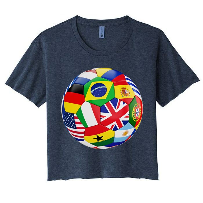 Cool Soccer Ball With World Flags Crop Top
