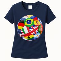 Cool Soccer Ball With World Flags Womens T-Shirt