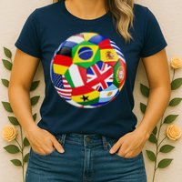 Cool Soccer Ball With World Flags Womens T-Shirt