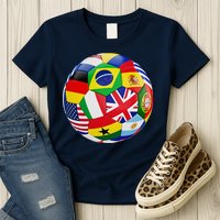 Cool Soccer Ball With World Flags Womens T-Shirt