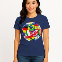 Cool Soccer Ball With World Flags Womens T-Shirt