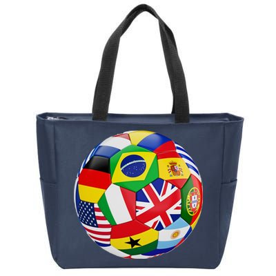 Cool Soccer Ball With World Flags Zip Tote Bag
