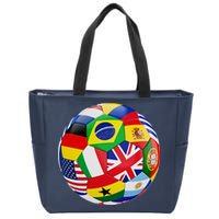 Cool Soccer Ball With World Flags Zip Tote Bag