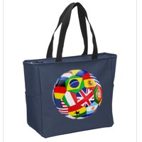 Cool Soccer Ball With World Flags Zip Tote Bag