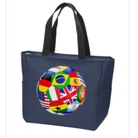 Cool Soccer Ball With World Flags Zip Tote Bag