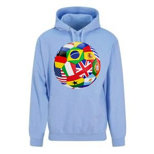 Cool Soccer Ball With World Flags Unisex Surf Hoodie