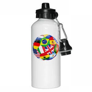 Cool Soccer Ball With World Flags Aluminum Water Bottle