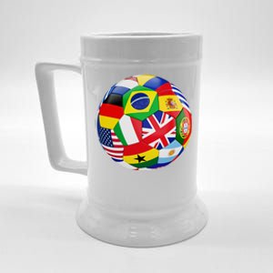 Cool Soccer Ball With World Flags Beer Stein