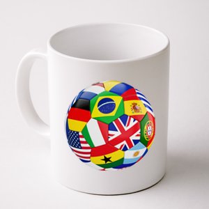 Cool Soccer Ball With World Flags Coffee Mug